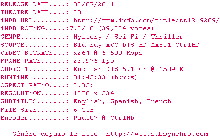 Nfo de la release Limitless.UNRATED.2011.720p.BluRay.x264.DTS-CtrlHD